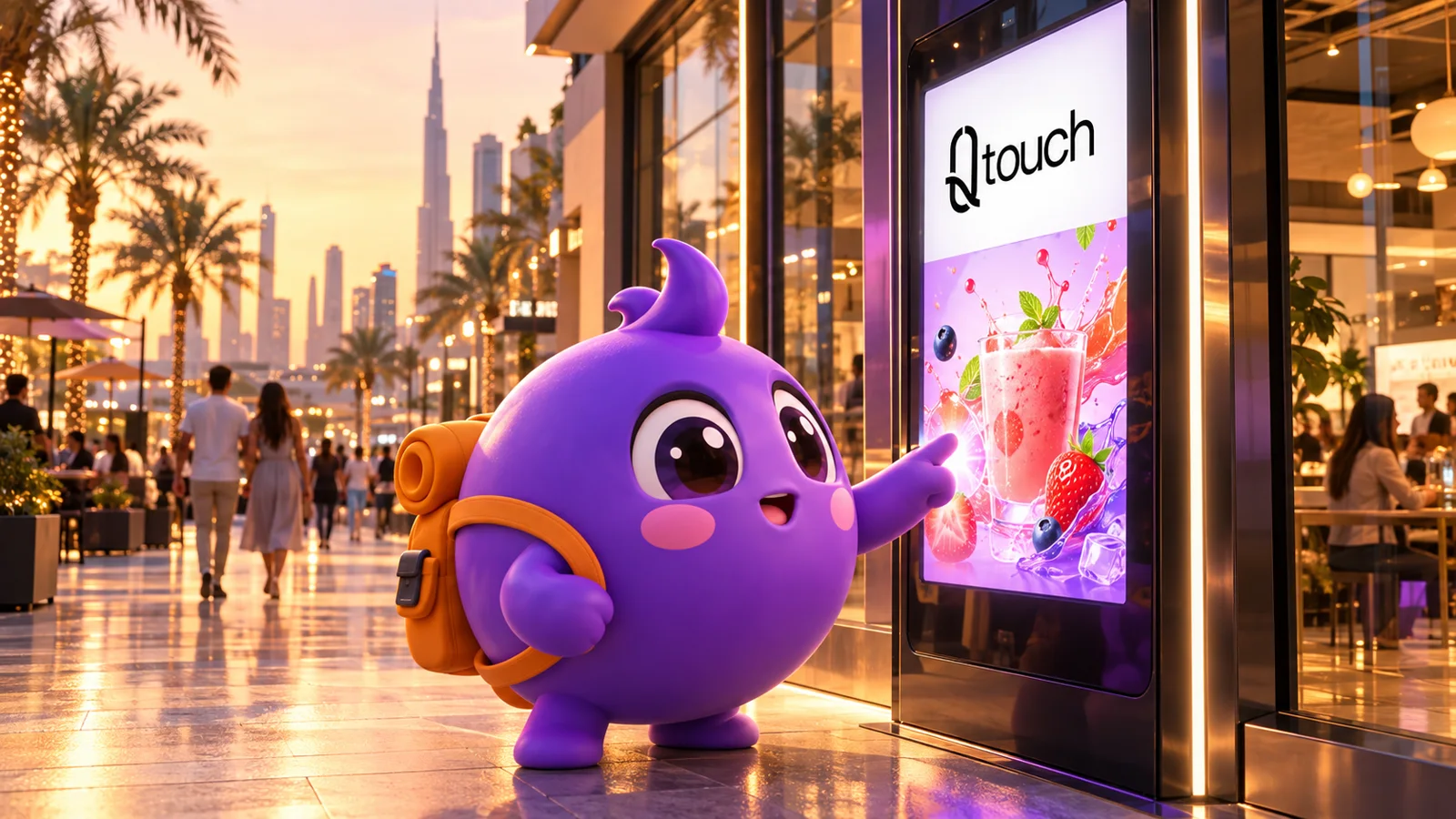 Qtouch screen in a Dubai shopping street